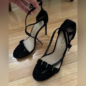 Black Suede Strappy High Heel Sandals - Elegant Women's Dress Shoes
